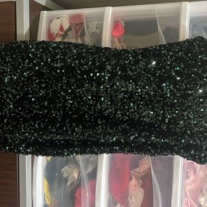 Green sparkly tight dress